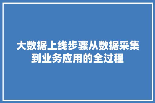 大数据上线步骤从数据采集到业务应用的全过程  第1张