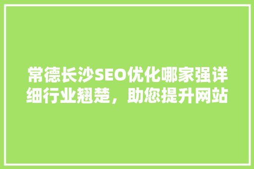 常德长沙SEO优化哪家强详细行业翘楚，助您提升网站排名