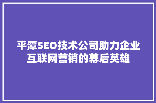 平潭SEO技术公司助力企业互联网营销的幕后英雄  第1张