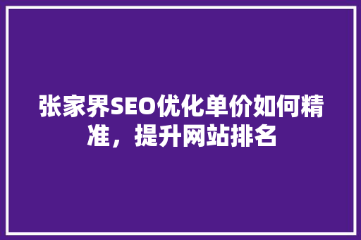 张家界SEO优化单价如何精准，提升网站排名