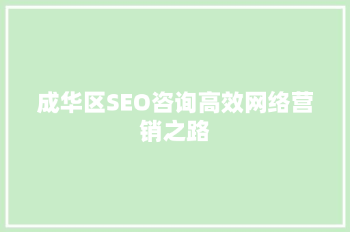 成华区SEO咨询高效网络营销之路