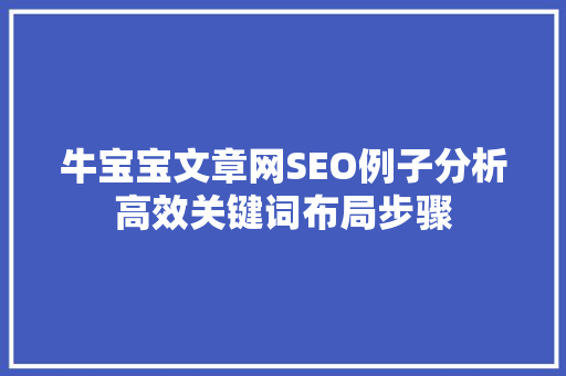 牛宝宝文章网SEO例子分析高效关键词布局步骤
