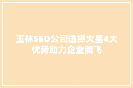 玉林SEO公司选择火星4大优势助力企业腾飞