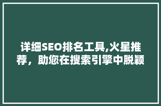 详细SEO排名工具,火星推荐，助您在搜索引擎中脱颖而出