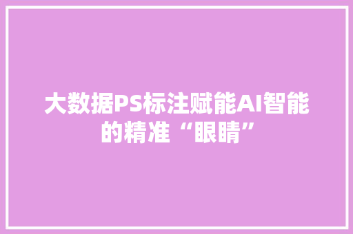 大数据PS标注赋能AI智能的精准“眼睛”  第1张