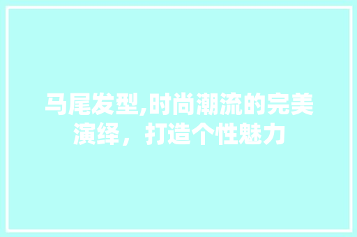 马尾发型,时尚潮流的完美演绎，打造个性魅力