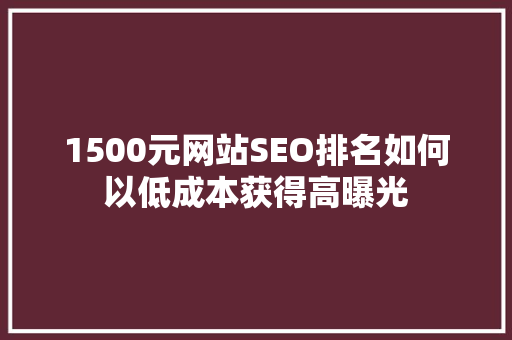 1500元网站SEO排名如何以低成本获得高曝光