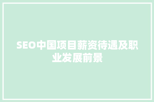 SEO中国项目薪资待遇及职业发展前景