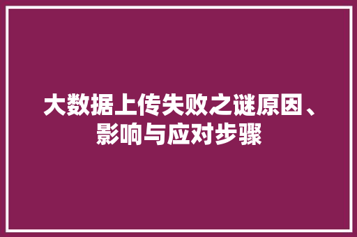 大数据上传失败之谜原因、影响与应对步骤  第1张