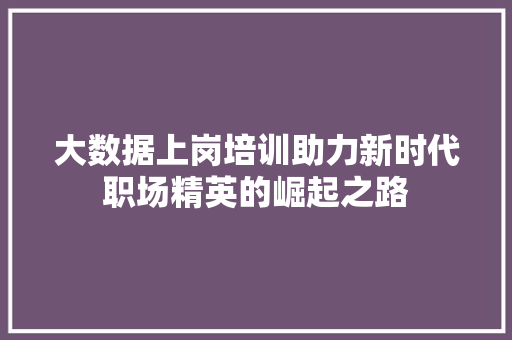 大数据上岗培训助力新时代职场精英的崛起之路  第1张