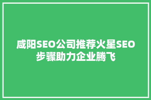 咸阳SEO公司推荐火星SEO步骤助力企业腾飞