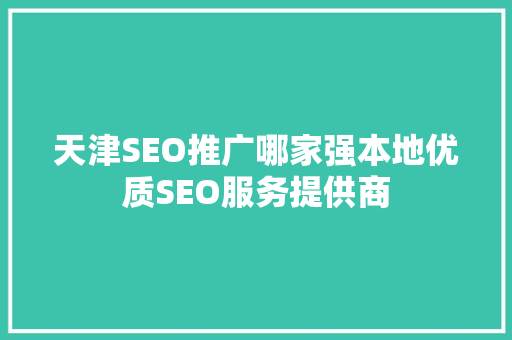 天津SEO推广哪家强本地优质SEO服务提供商