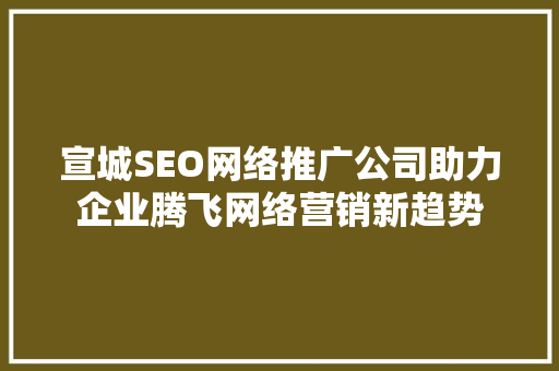 宣城SEO网络推广公司助力企业腾飞网络营销新趋势
