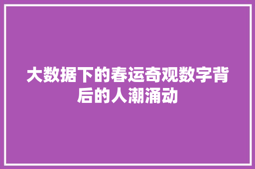大数据下的春运奇观数字背后的人潮涌动