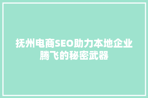 抚州电商SEO助力本地企业腾飞的秘密武器