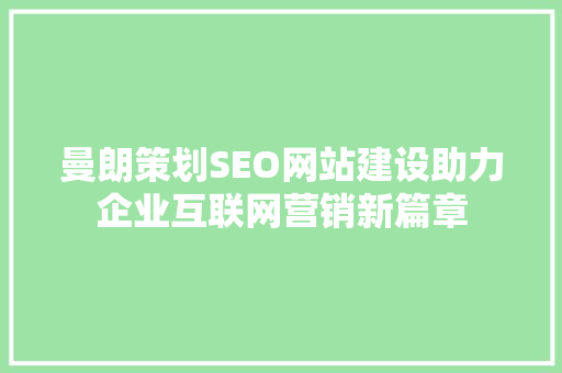 曼朗策划SEO网站建设助力企业互联网营销新篇章