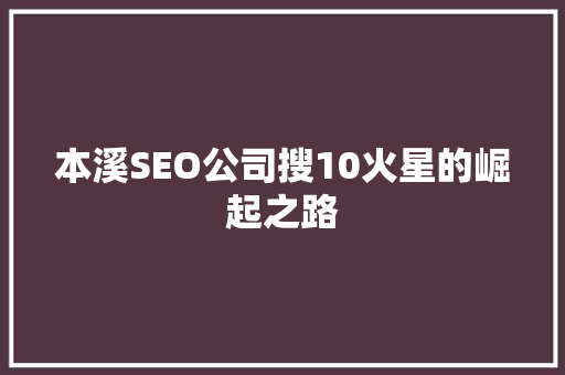 本溪SEO公司搜10火星的崛起之路