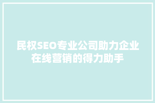 民权SEO专业公司助力企业在线营销的得力助手