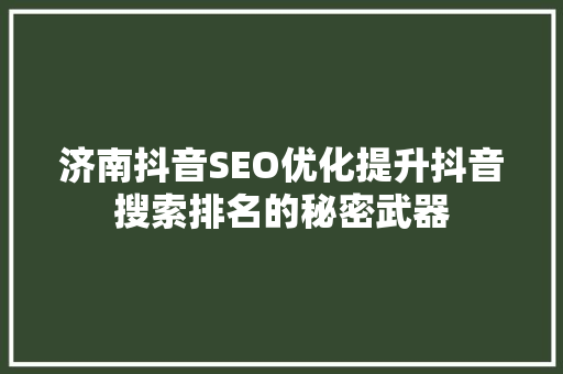 济南抖音SEO优化提升抖音搜索排名的秘密武器
