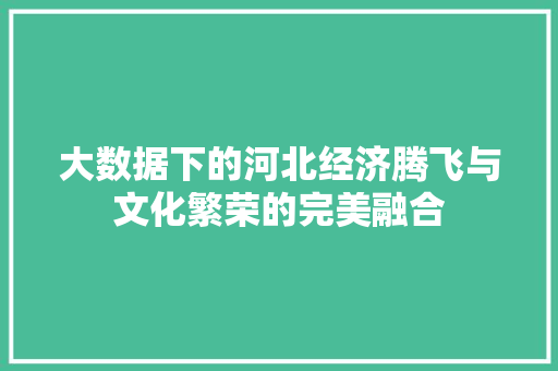 大数据下的河北经济腾飞与文化繁荣的完美融合