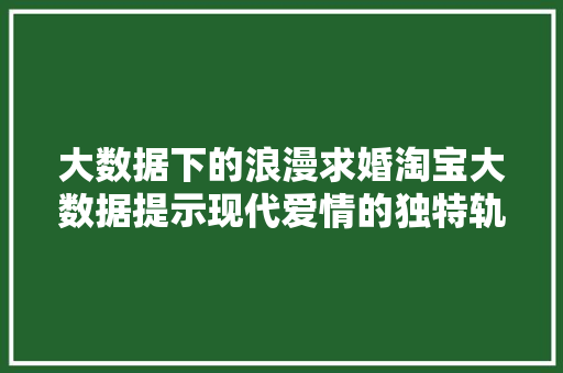 大数据下的浪漫求婚淘宝大数据提示现代爱情的独特轨迹  第1张