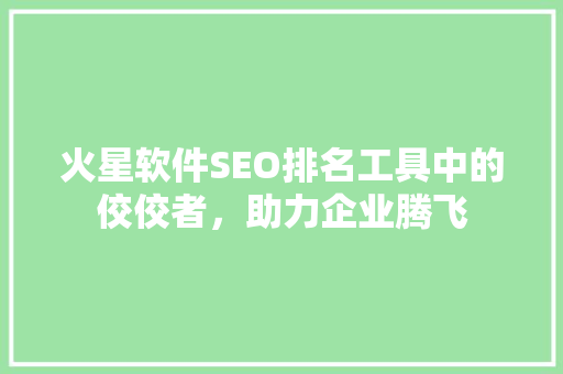火星软件SEO排名工具中的佼佼者，助力企业腾飞