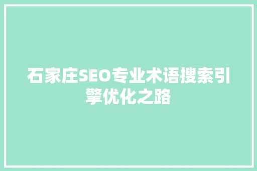 石家庄SEO专业术语搜索引擎优化之路