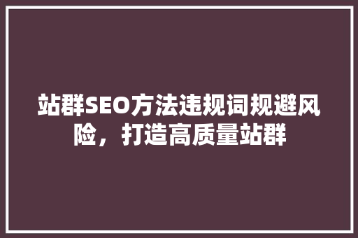 站群SEO方法违规词规避风险，打造高质量站群