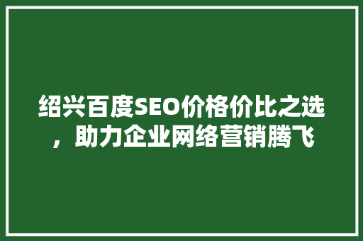 绍兴百度SEO价格价比之选，助力企业网络营销腾飞