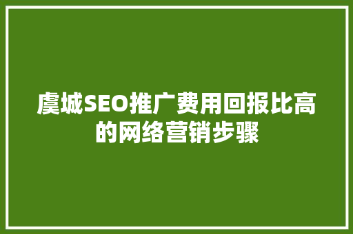 虞城SEO推广费用回报比高的网络营销步骤
