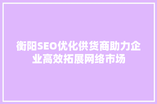 衡阳SEO优化供货商助力企业高效拓展网络市场