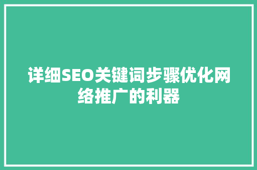 详细SEO关键词步骤优化网络推广的利器