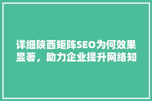 详细陕西矩阵SEO为何效果显著，助力企业提升网络知名度