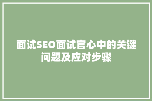面试SEO面试官心中的关键问题及应对步骤
