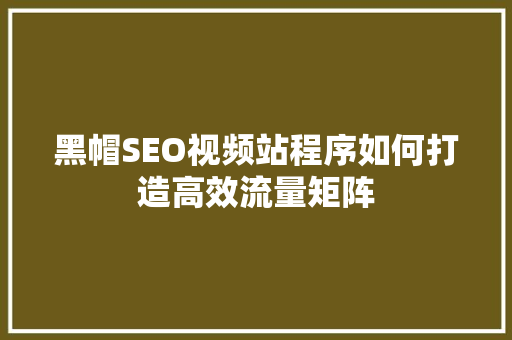 黑帽SEO视频站程序如何打造高效流量矩阵