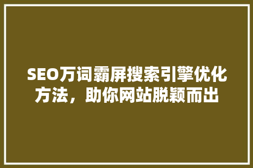 SEO万词霸屏搜索引擎优化方法，助你网站脱颖而出