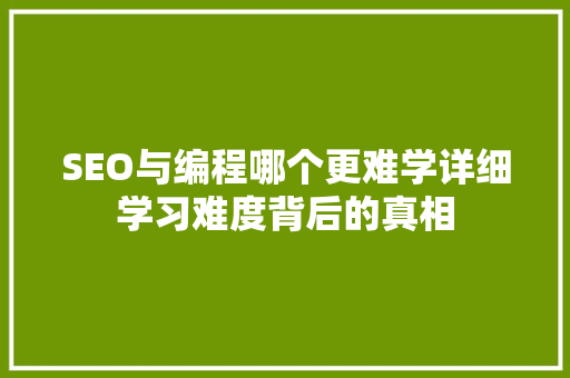 SEO与编程哪个更难学详细学习难度背后的真相