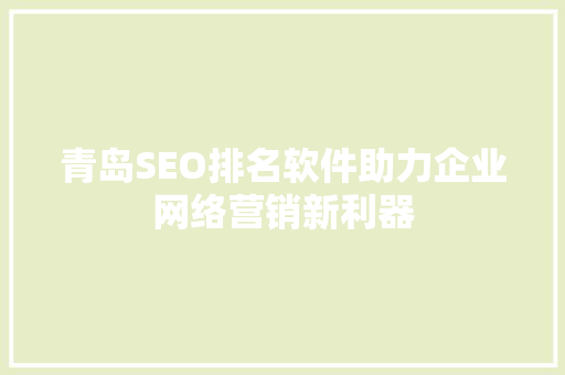 青岛SEO排名软件助力企业网络营销新利器