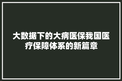 大数据下的大病医保我国医疗保障体系的新篇章  第1张
