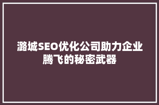 潞城SEO优化公司助力企业腾飞的秘密武器