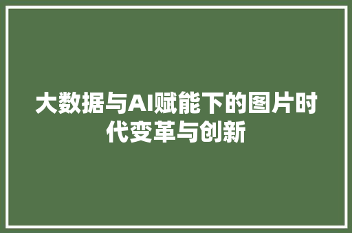大数据与AI赋能下的图片时代变革与创新  第1张