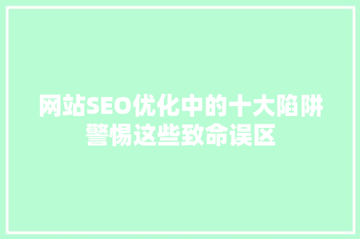 网站SEO优化中的十大陷阱警惕这些致命误区