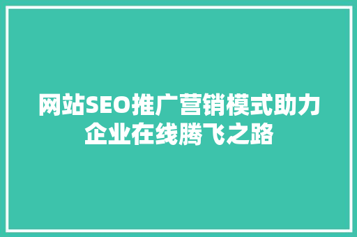 网站SEO推广营销模式助力企业在线腾飞之路