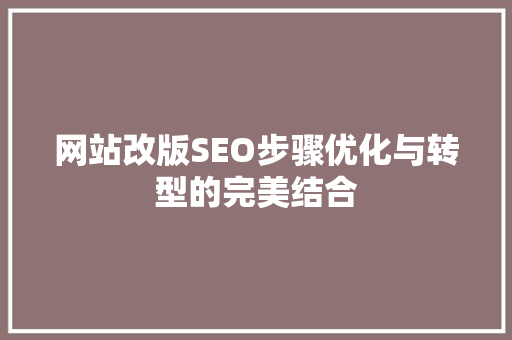 网站改版SEO步骤优化与转型的完美结合