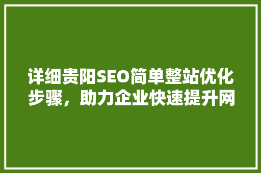 详细贵阳SEO简单整站优化步骤，助力企业快速提升网络竞争力