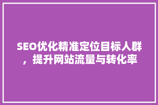SEO优化精准定位目标人群，提升网站流量与转化率