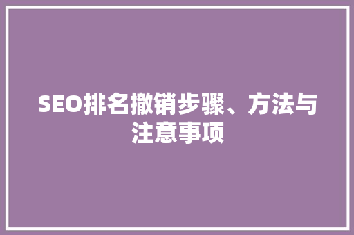 SEO排名撤销步骤、方法与注意事项  第1张