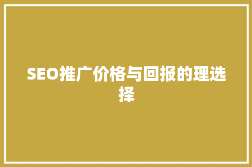 SEO推广价格与回报的理选择