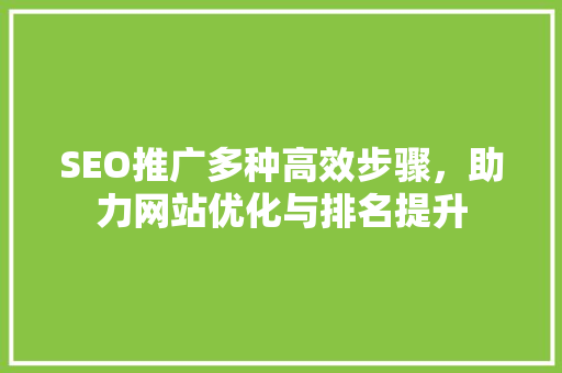 SEO推广多种高效步骤，助力网站优化与排名提升