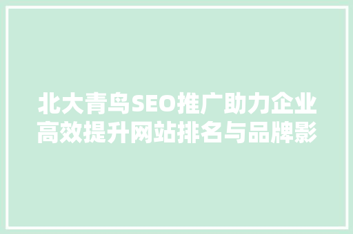 北大青鸟SEO推广助力企业高效提升网站排名与品牌影响力